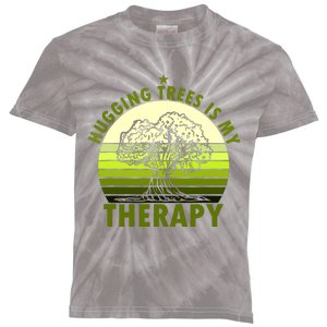 Tree Lover Hugging Trees Is My Therapy Kids Tie-Dye T-Shirt