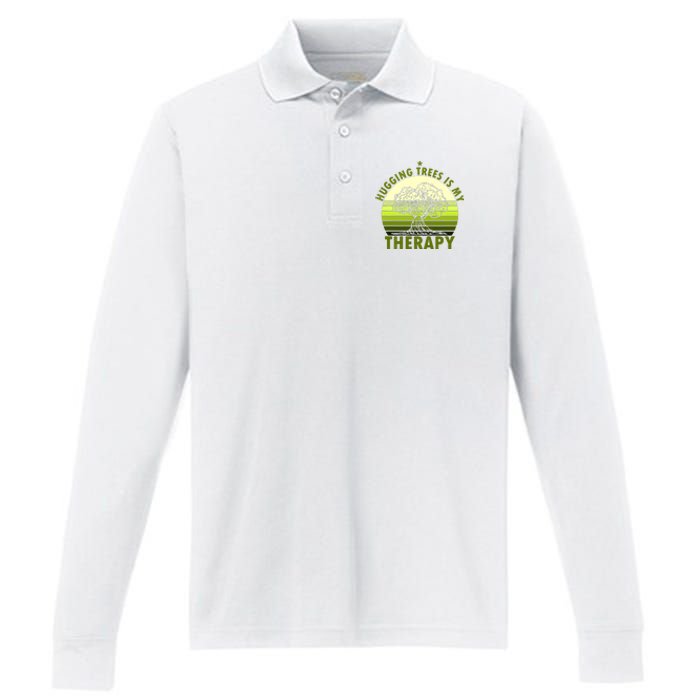 Tree Lover Hugging Trees Is My Therapy Performance Long Sleeve Polo