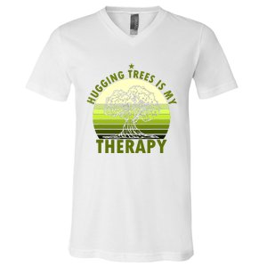 Tree Lover Hugging Trees Is My Therapy V-Neck T-Shirt