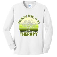 Tree Lover Hugging Trees Is My Therapy Kids Long Sleeve Shirt