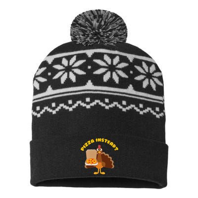 Turkey Lets Have Pizza Instead Thanksgiving USA-Made Snowflake Beanie