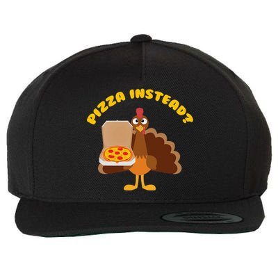 Turkey Lets Have Pizza Instead Thanksgiving Wool Snapback Cap