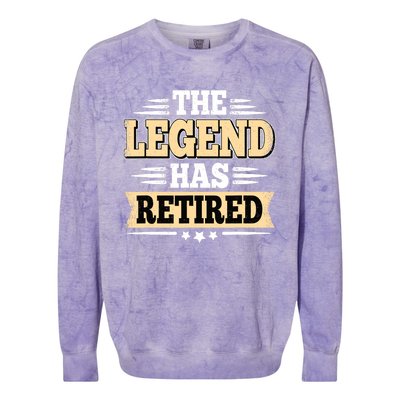 The Legend Has Retired Funny Retro Vintage Retirement Retire Colorblast Crewneck Sweatshirt