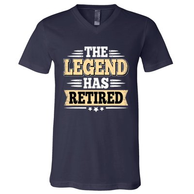 The Legend Has Retired Funny Retro Vintage Retirement Retire V-Neck T-Shirt