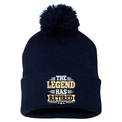 The Legend Has Retired Funny Retro Vintage Retirement Retire Pom Pom 12in Knit Beanie