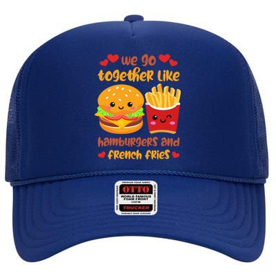 Together Like Hamburgers And French Fries Gift Valentine's Day Gift High Crown Mesh Back Trucker Hat