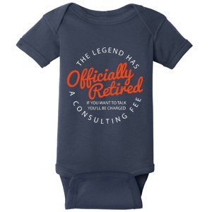 The Legend Has Officially Retired Funny Retirement Gifts Baby Bodysuit