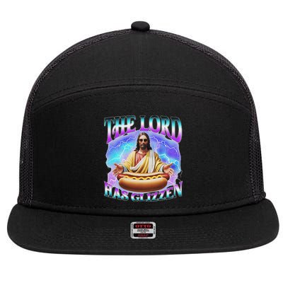 The Lord Has Glizzy God Hotdog Jesus Food Sunglasses Christ 7 Panel Mesh Trucker Snapback Hat