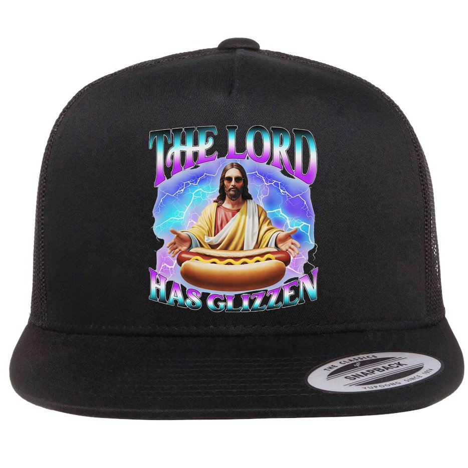The Lord Has Glizzy God Hotdog Jesus Food Sunglasses Christ Flat Bill Trucker Hat