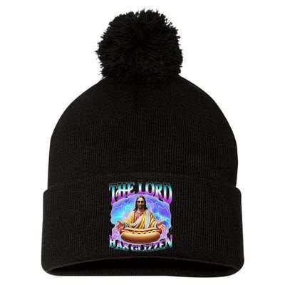 The Lord Has Glizzy God Hotdog Jesus Food Sunglasses Christ Pom Pom 12in Knit Beanie