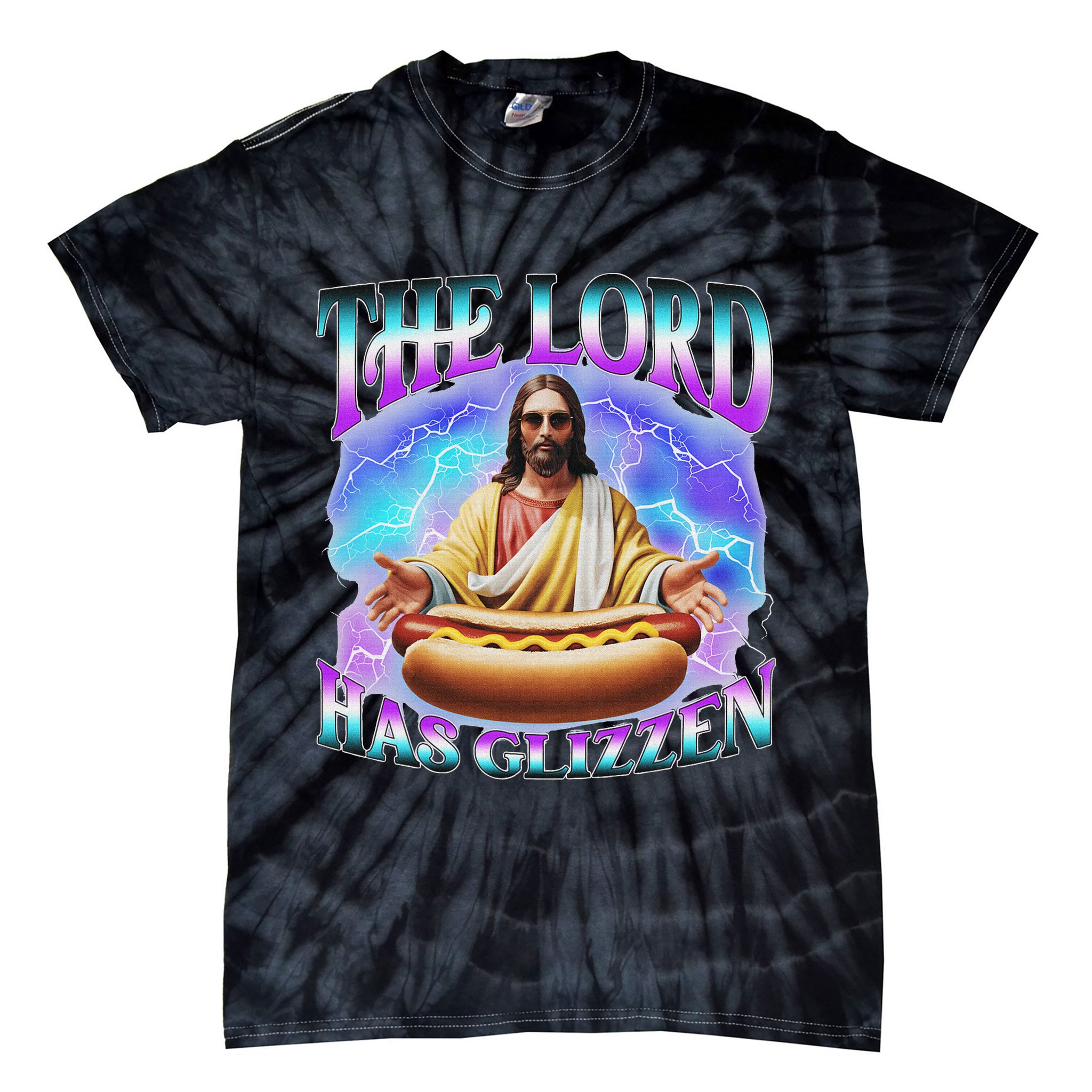 The Lord Has Glizzy God Hotdog Jesus Food Sunglasses Christ Tie-Dye T-Shirt