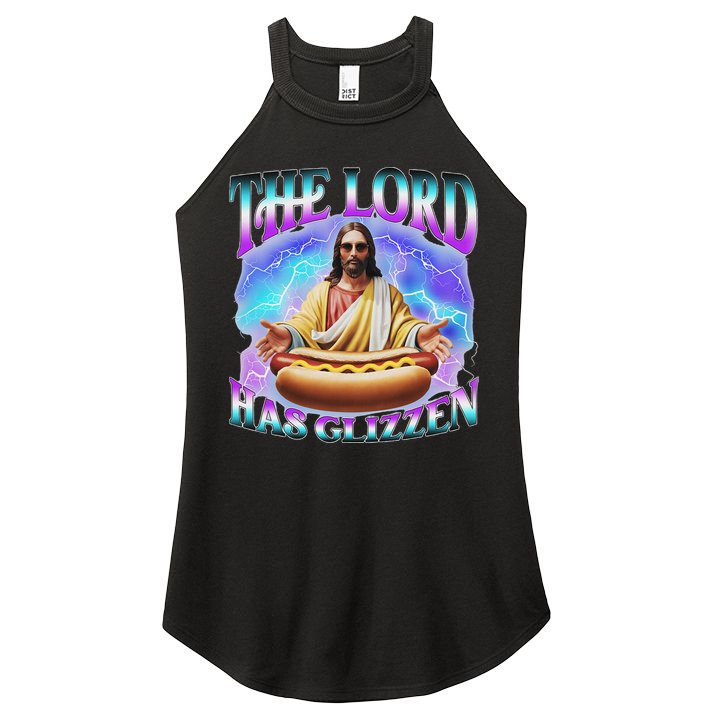 The Lord Has Glizzy God Hotdog Jesus Food Sunglasses Christ Women's Perfect Tri Rocker Tank