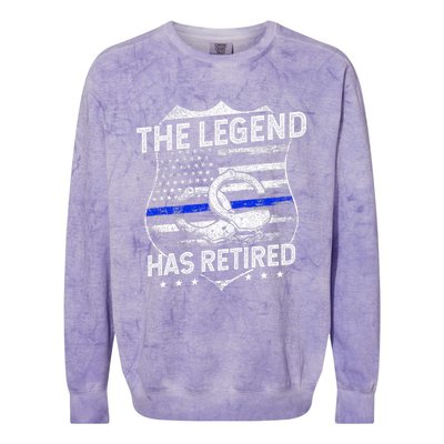 The Legend Has Retired Police Officer Retirement Colorblast Crewneck Sweatshirt