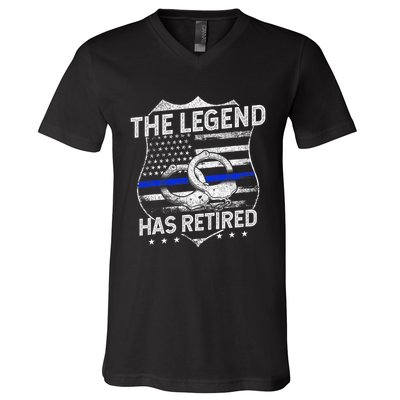 The Legend Has Retired Police Officer Retirement V-Neck T-Shirt