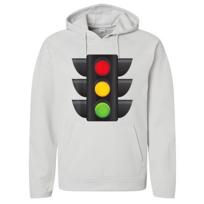 Traffic Light Halloween Costume Stop Go Green Yellow Red Performance Fleece Hoodie