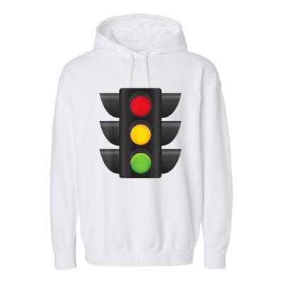 Traffic Light Halloween Costume Stop Go Green Yellow Red Garment-Dyed Fleece Hoodie