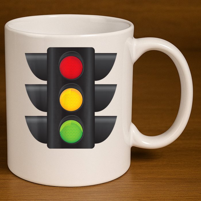 Traffic Light Halloween Costume Stop Go Green Yellow Red 11oz C Handle Ceramic Mug