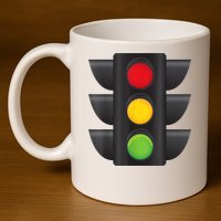 Traffic Light Halloween Costume Stop Go Green Yellow Red 11oz C Handle Ceramic Mug