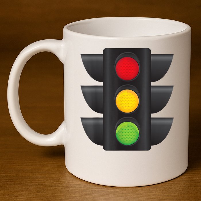 Traffic Light Halloween Costume Stop Go Green Yellow Red 11oz C Handle Ceramic Mug