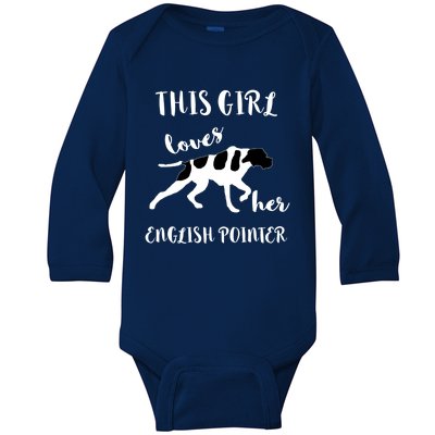 This Loves Her English Pointer Hunting Bird Dog Cute Gift Baby Long Sleeve Bodysuit