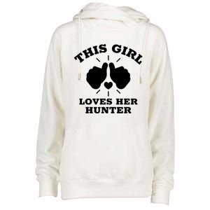 This Loves Her Hunter Gift Womens Funnel Neck Pullover Hood