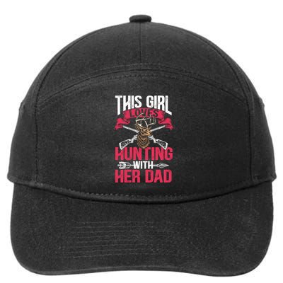 This Loves Hunting With Her Dad Female Hunter Hunt Gift 7-Panel Snapback Hat