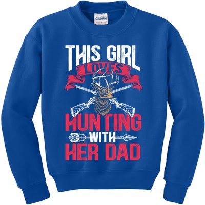This Loves Hunting With Her Dad Female Hunter Hunt Gift Kids Sweatshirt