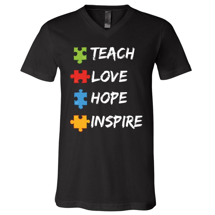 TEACH LOVE HOPE INSPIRE V-Neck T-Shirt