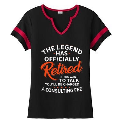 The Legend Has Retired Officer Officially Retirement Ladies Halftime Notch Neck Tee