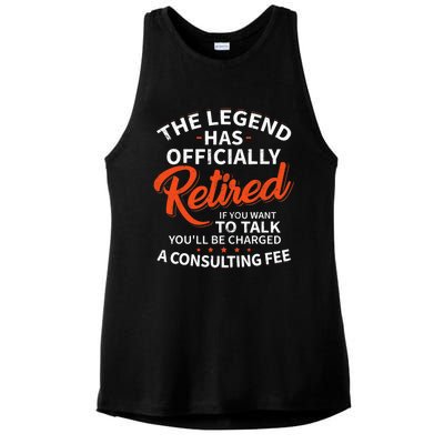 The Legend Has Retired Officer Officially Retirement Ladies PosiCharge Tri-Blend Wicking Tank