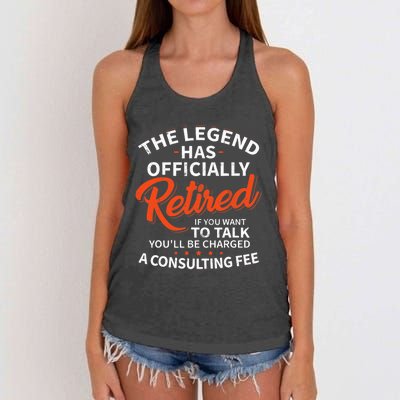 The Legend Has Retired Officer Officially Retirement Women's Knotted Racerback Tank