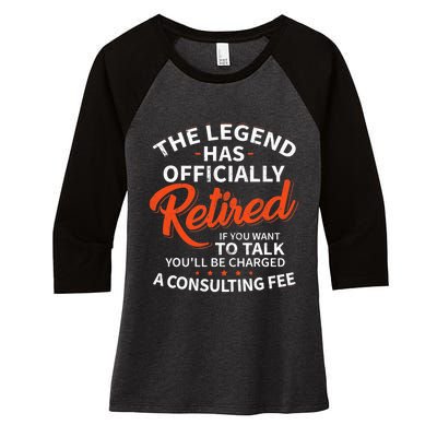 The Legend Has Retired Officer Officially Retirement Women's Tri-Blend 3/4-Sleeve Raglan Shirt