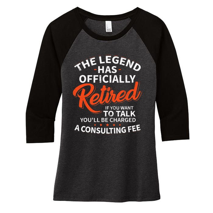 The Legend Has Retired Officer Officially Retirement Women's Tri-Blend 3/4-Sleeve Raglan Shirt