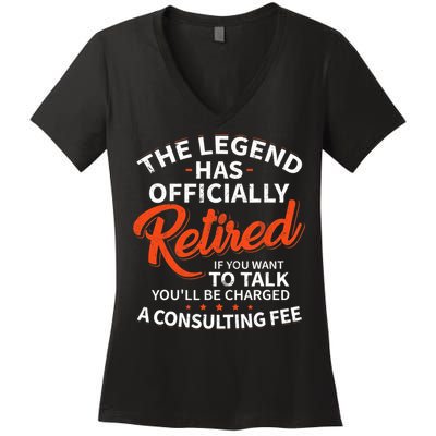 The Legend Has Retired Officer Officially Retirement Women's V-Neck T-Shirt