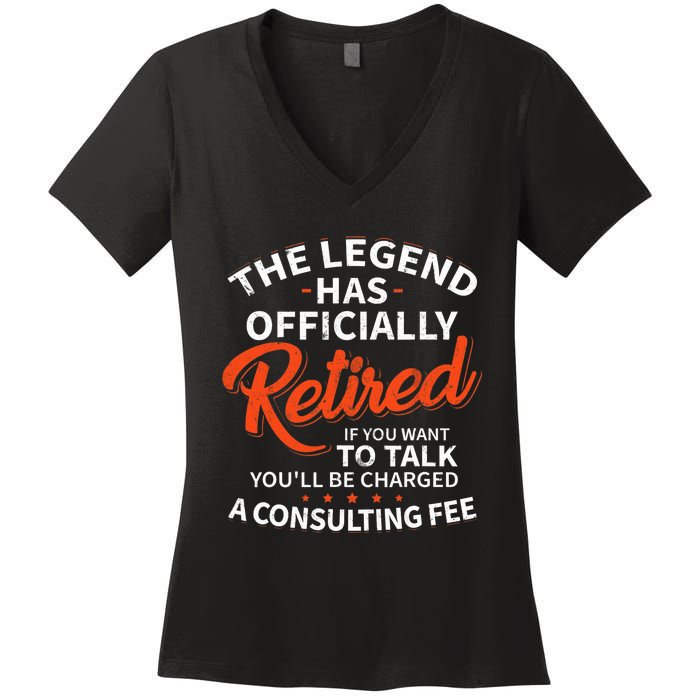 The Legend Has Retired Officer Officially Retirement Women's V-Neck T-Shirt