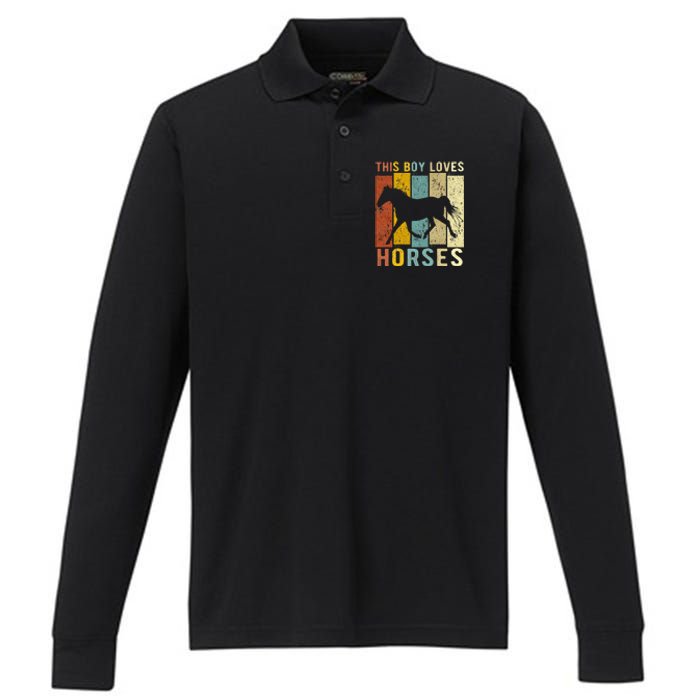 This Loves Horses Horse Performance Long Sleeve Polo