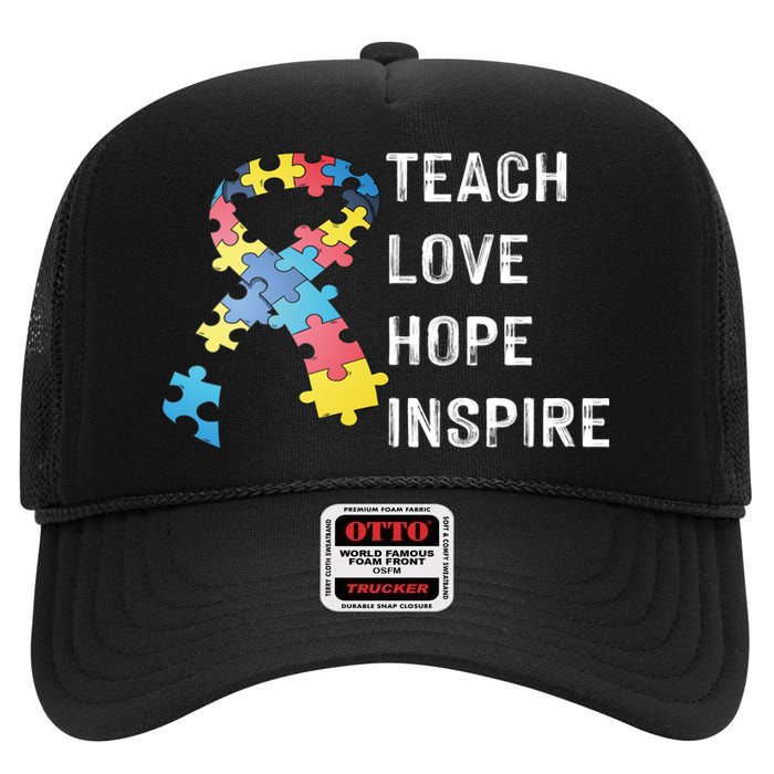 TEACH LOVE HOPE INSPIRE High Crown Mesh Back Trucker Hat