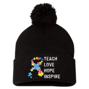 TEACH LOVE HOPE INSPIRE Pom Pom 12in Knit Beanie