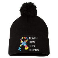 TEACH LOVE HOPE INSPIRE Pom Pom 12in Knit Beanie