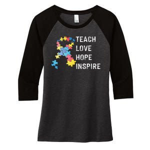 TEACH LOVE HOPE INSPIRE Women's Tri-Blend 3/4-Sleeve Raglan Shirt