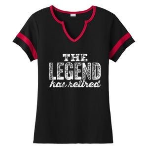 The Legend Has Retired Ladies Halftime Notch Neck Tee