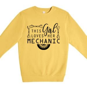 This Loves Her Mechanic Mechanics Wife Funny Car Lover Gift Premium Crewneck Sweatshirt