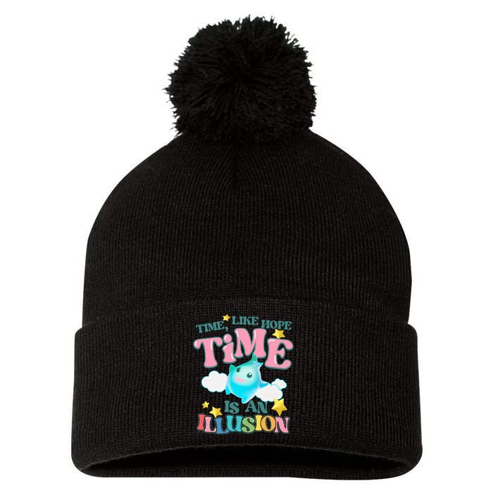 Time Like Hope Is An Illusion Lumalee Blue Luma Star Pom Pom 12in Knit Beanie