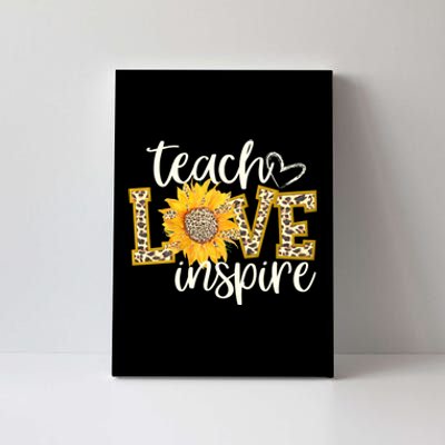 Teach Love Inspire Cute Sunflower Leopard Cheetah Print Gift Canvas