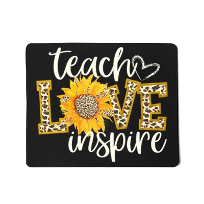 Teach Love Inspire Cute Sunflower Leopard Cheetah Print Gift Mousepad