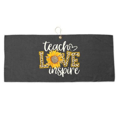 Teach Love Inspire Cute Sunflower Leopard Cheetah Print Gift Large Microfiber Waffle Golf Towel