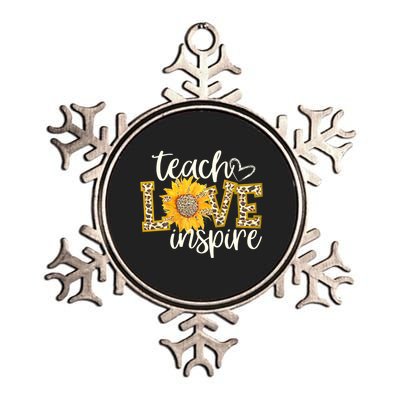 Teach Love Inspire Cute Sunflower Leopard Cheetah Print Gift Metallic Star Ornament