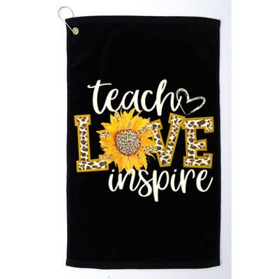 Teach Love Inspire Cute Sunflower Leopard Cheetah Print Gift Platinum Collection Golf Towel