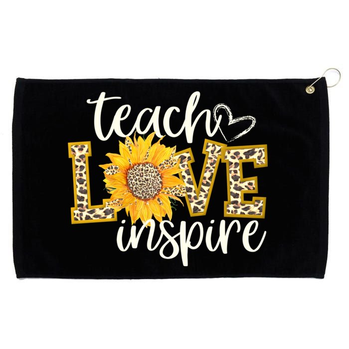 Teach Love Inspire Cute Sunflower Leopard Cheetah Print Gift Grommeted Golf Towel