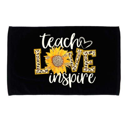 Teach Love Inspire Cute Sunflower Leopard Cheetah Print Gift Microfiber Hand Towel